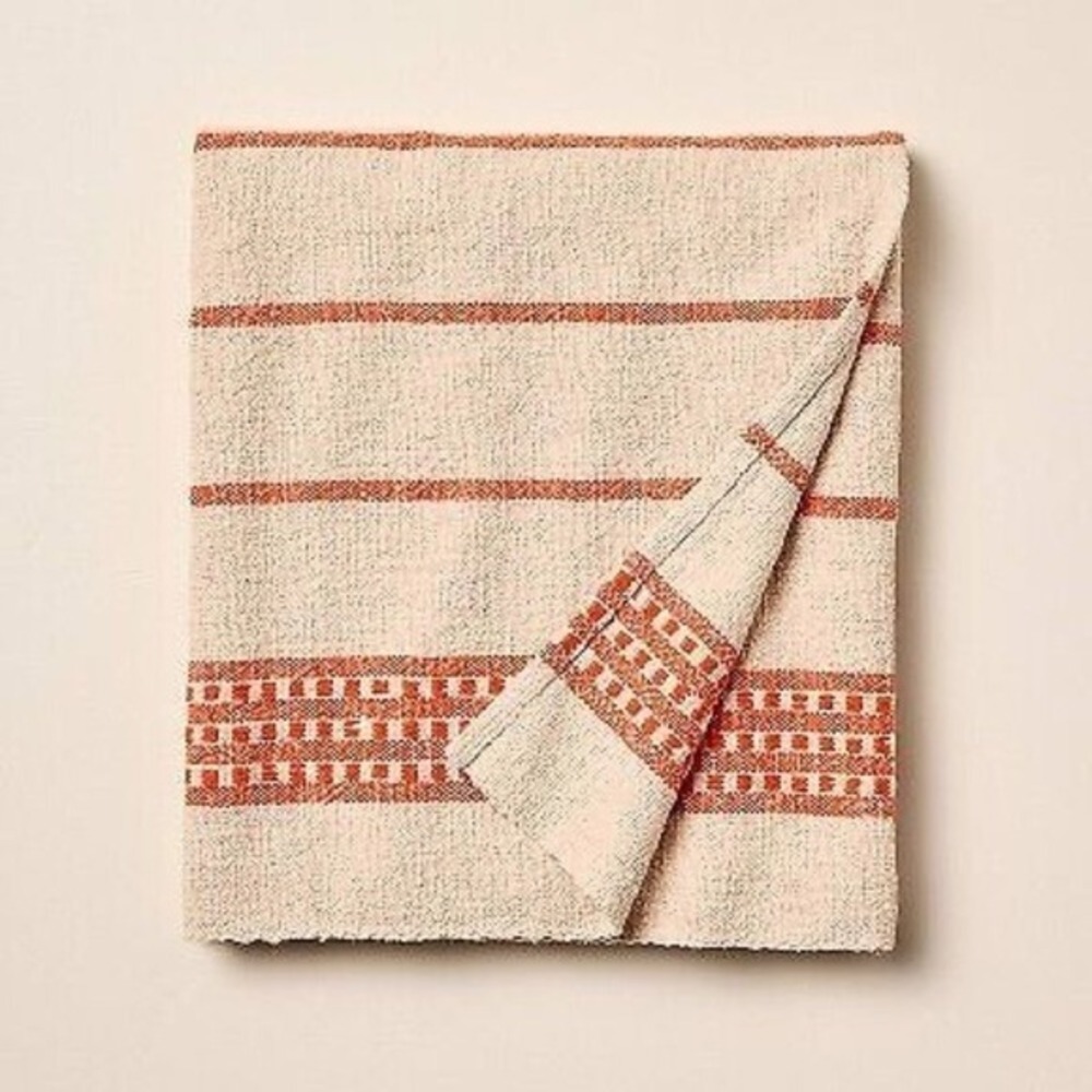 Border Check Woven Throw Blanket Blush/Poppy - Hearth & Hand Magnolia, Target